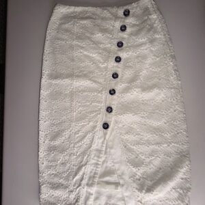 Tanya Taylor Cream Eyelet Skirt
